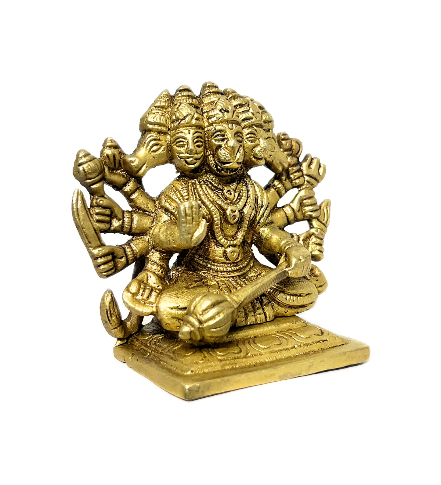 Sitting Brass Panchmukhi Hanuman Idol – 100% Pure Brass