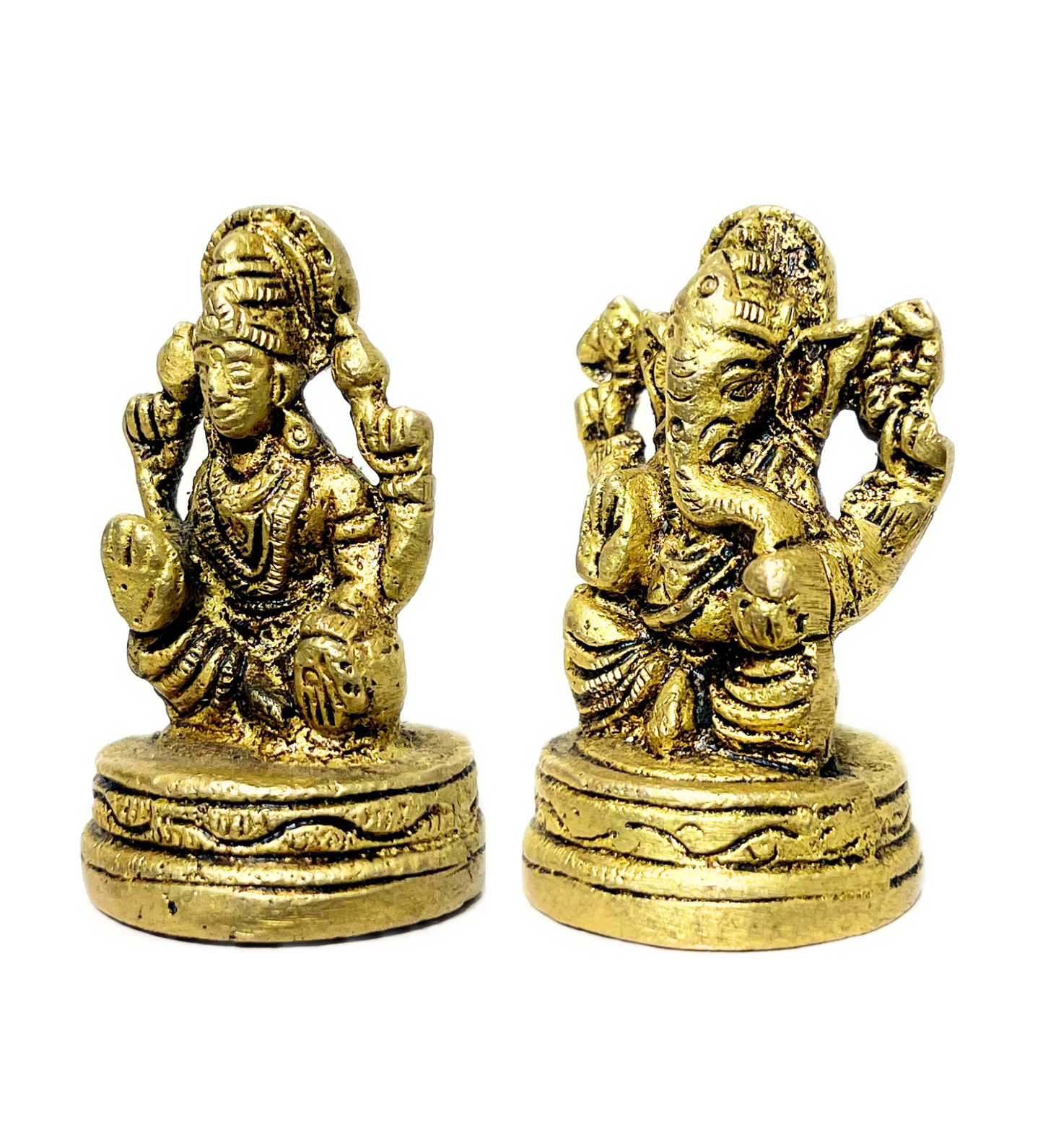 Small Brass Laxmi Ganesh Idol Set – 100% Pure Brass