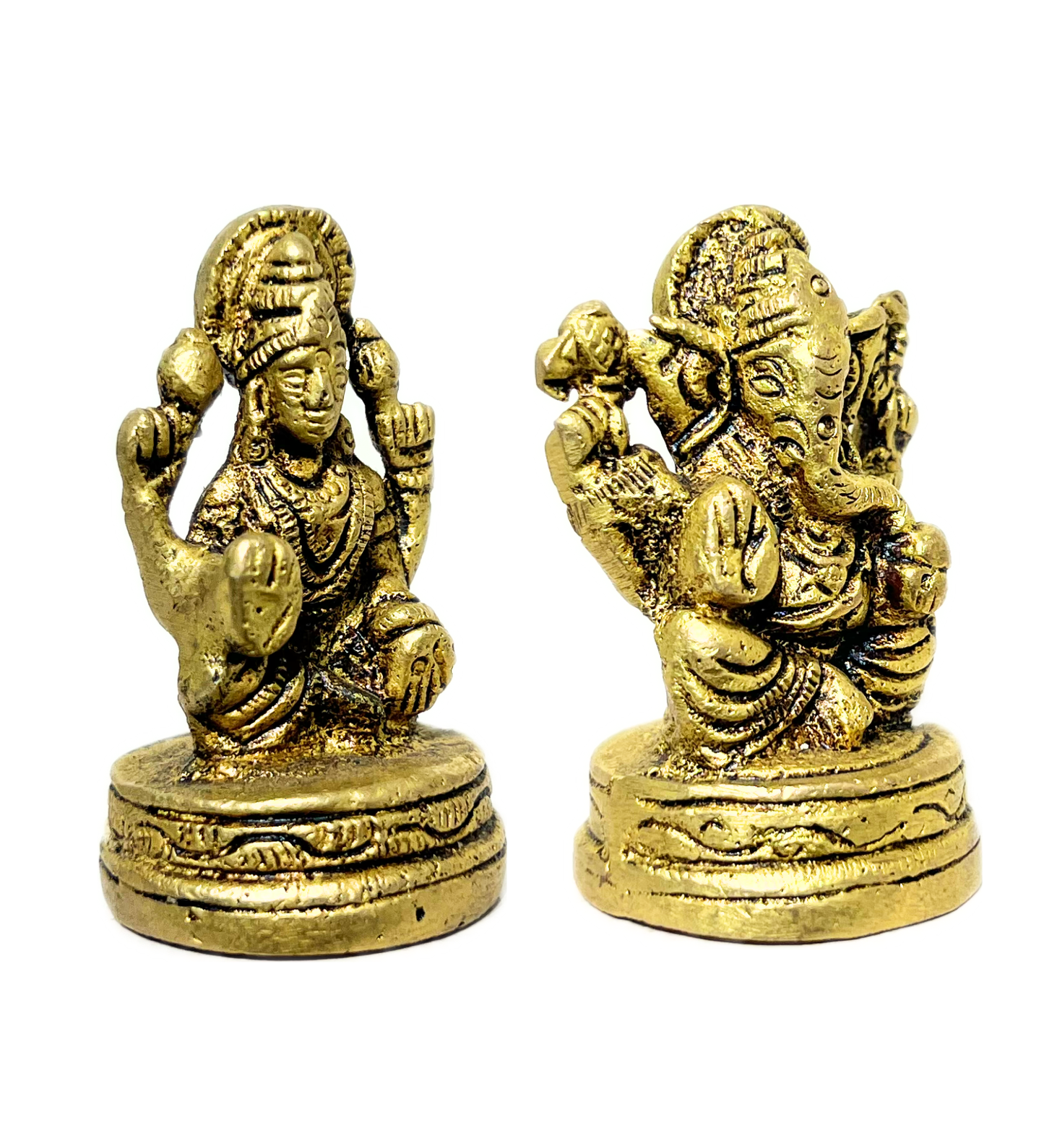 Small Brass Laxmi Ganesh Idol Set – 100% Pure Brass