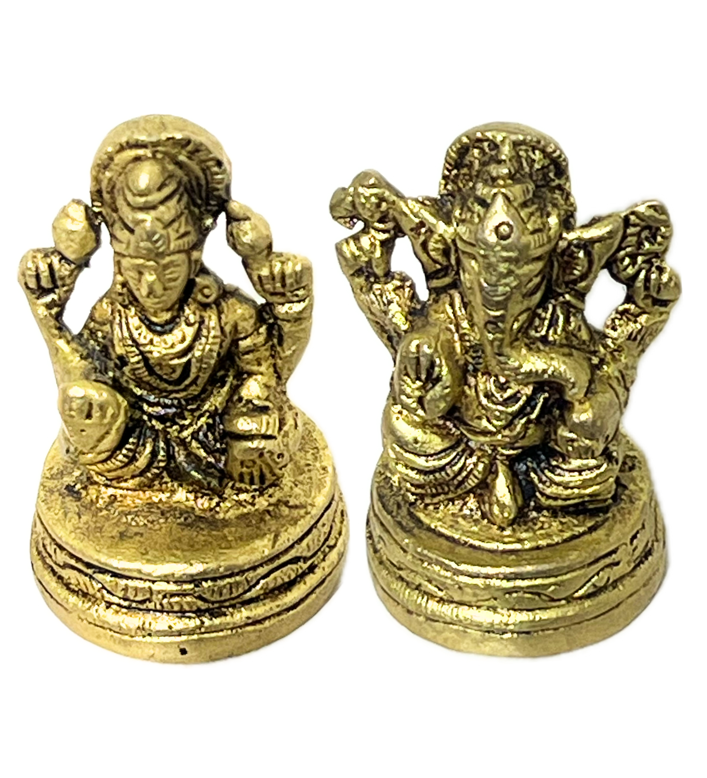 Small Brass Laxmi Ganesh Idol Set – 100% Pure Brass