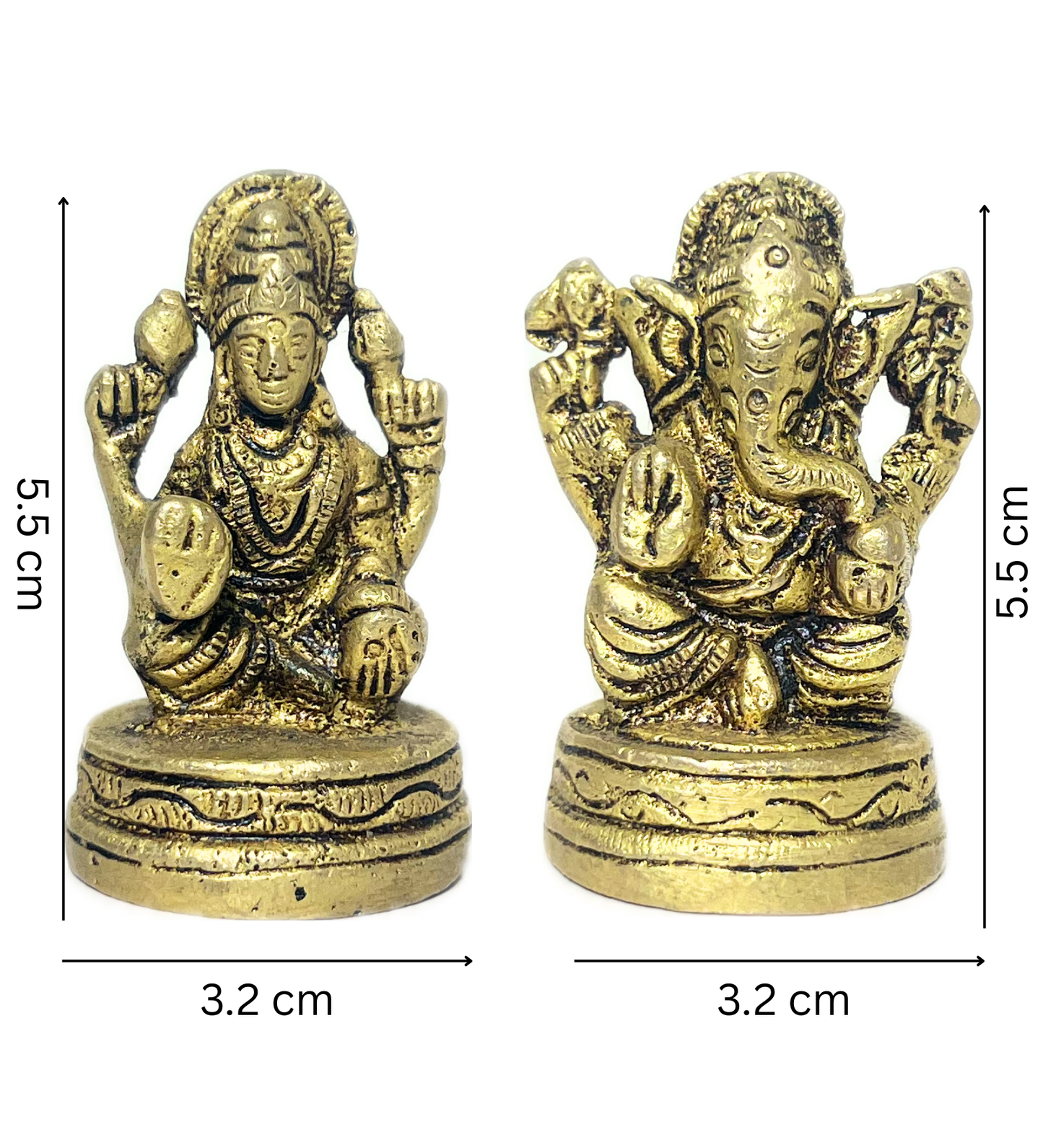 Small Brass Laxmi Ganesh Idol Set – 100% Pure Brass