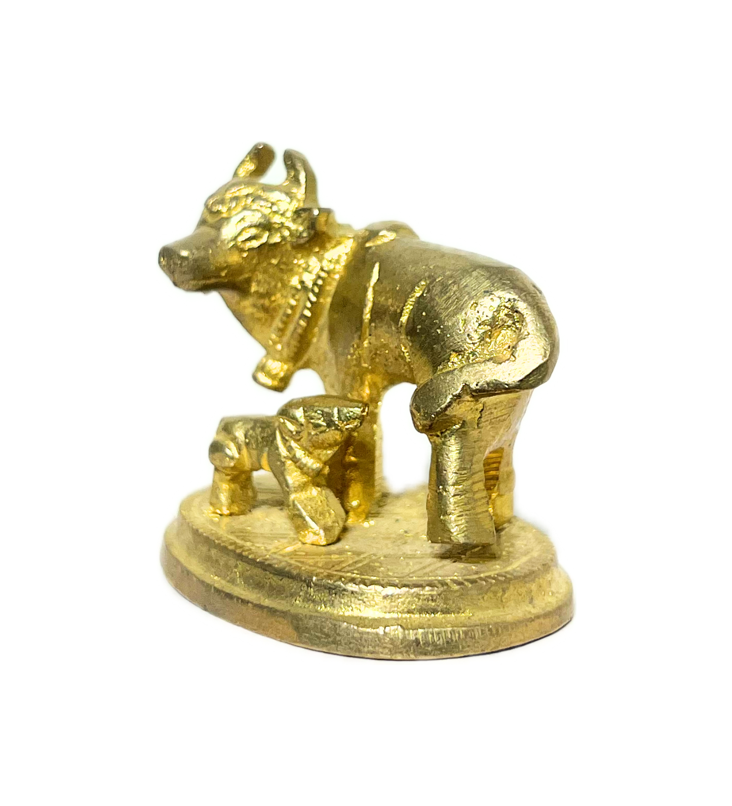 Brass Kamdhenu Cow with Calf Idol – 100% Pure Brass