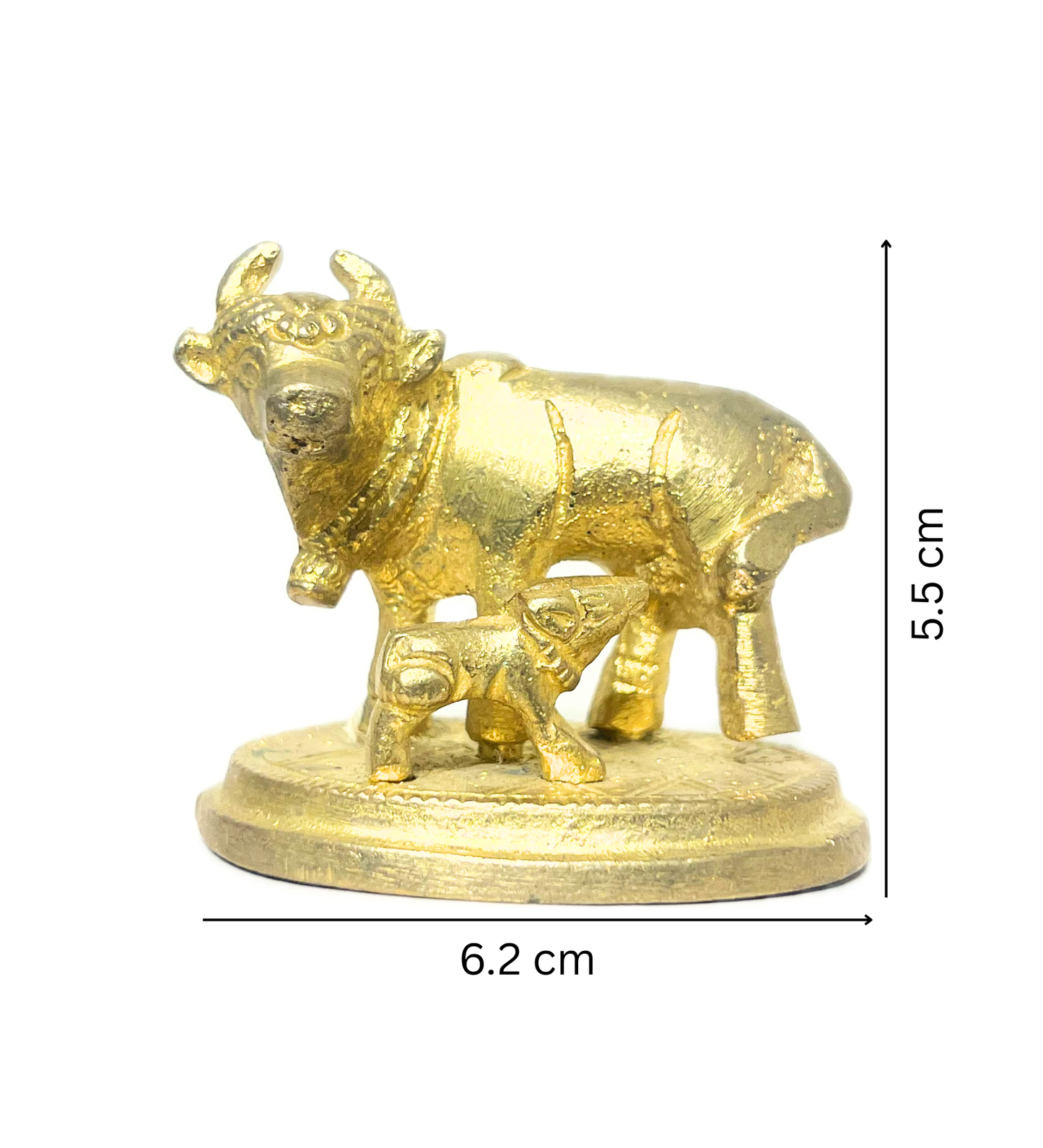 Brass Kamdhenu Cow with Calf Idol – 100% Pure Brass