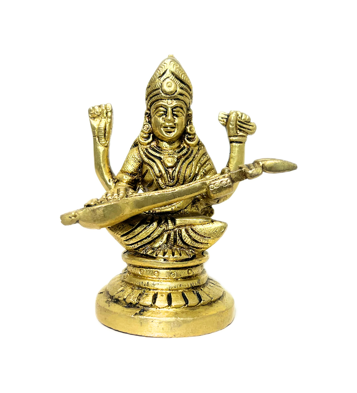 Brass Saraswati Maa Idol – 100% Pure Brass