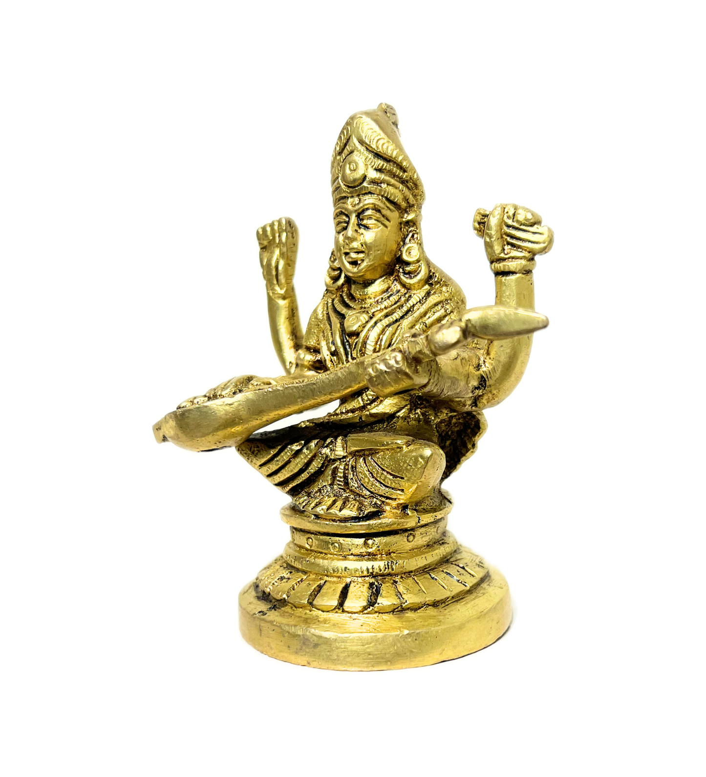 Brass Saraswati Maa Idol – 100% Pure Brass