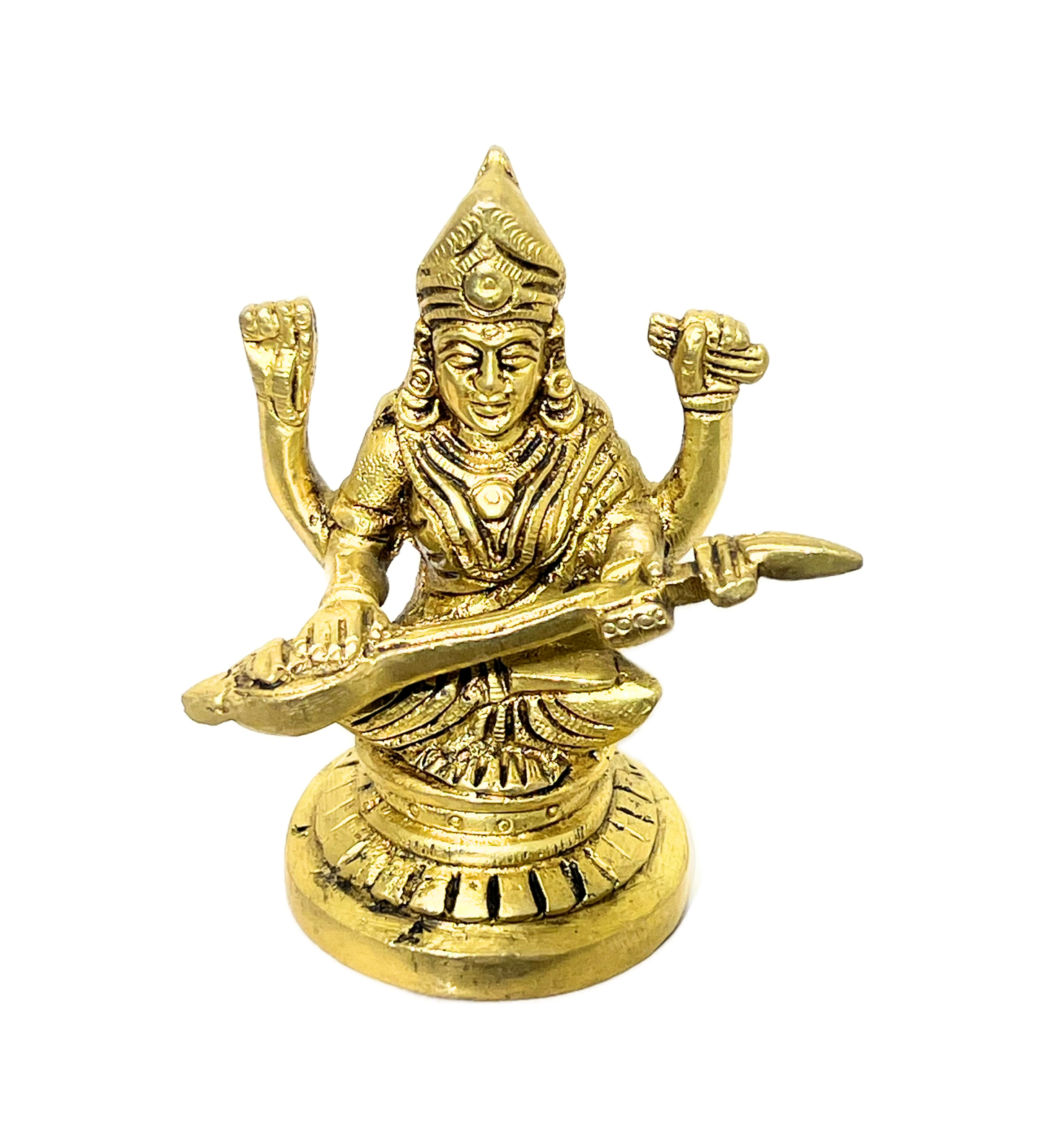 Brass Saraswati Maa Idol – 100% Pure Brass
