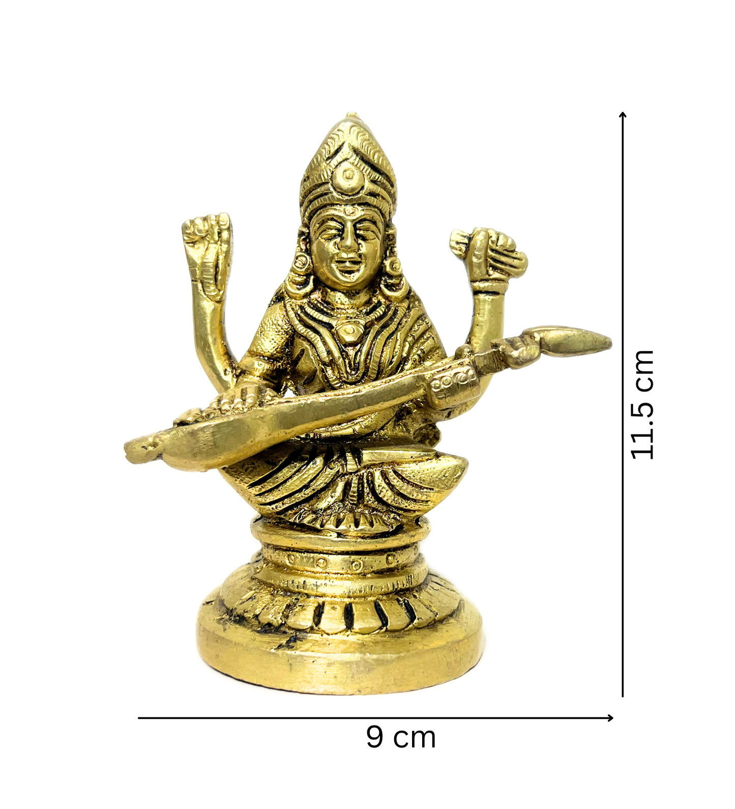 Brass Saraswati Maa Idol – 100% Pure Brass