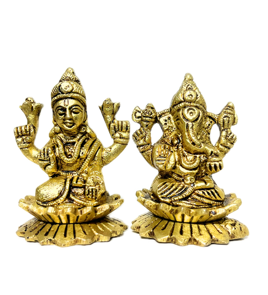 Brass Laxmi Ganesh Idol Set – 100% Pure Brass