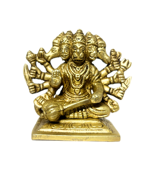 Sitting Brass Panchmukhi Hanuman Idol – 100% Pure Brass