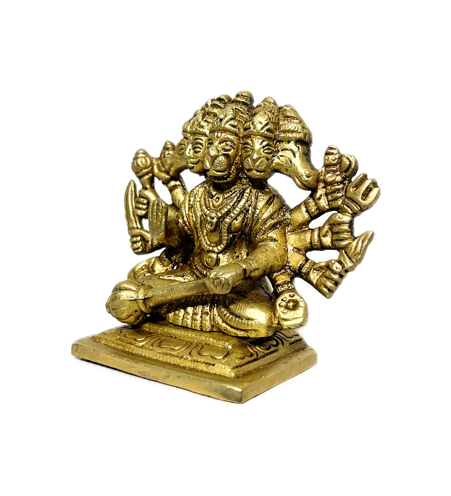Sitting Brass Panchmukhi Hanuman Idol – 100% Pure Brass