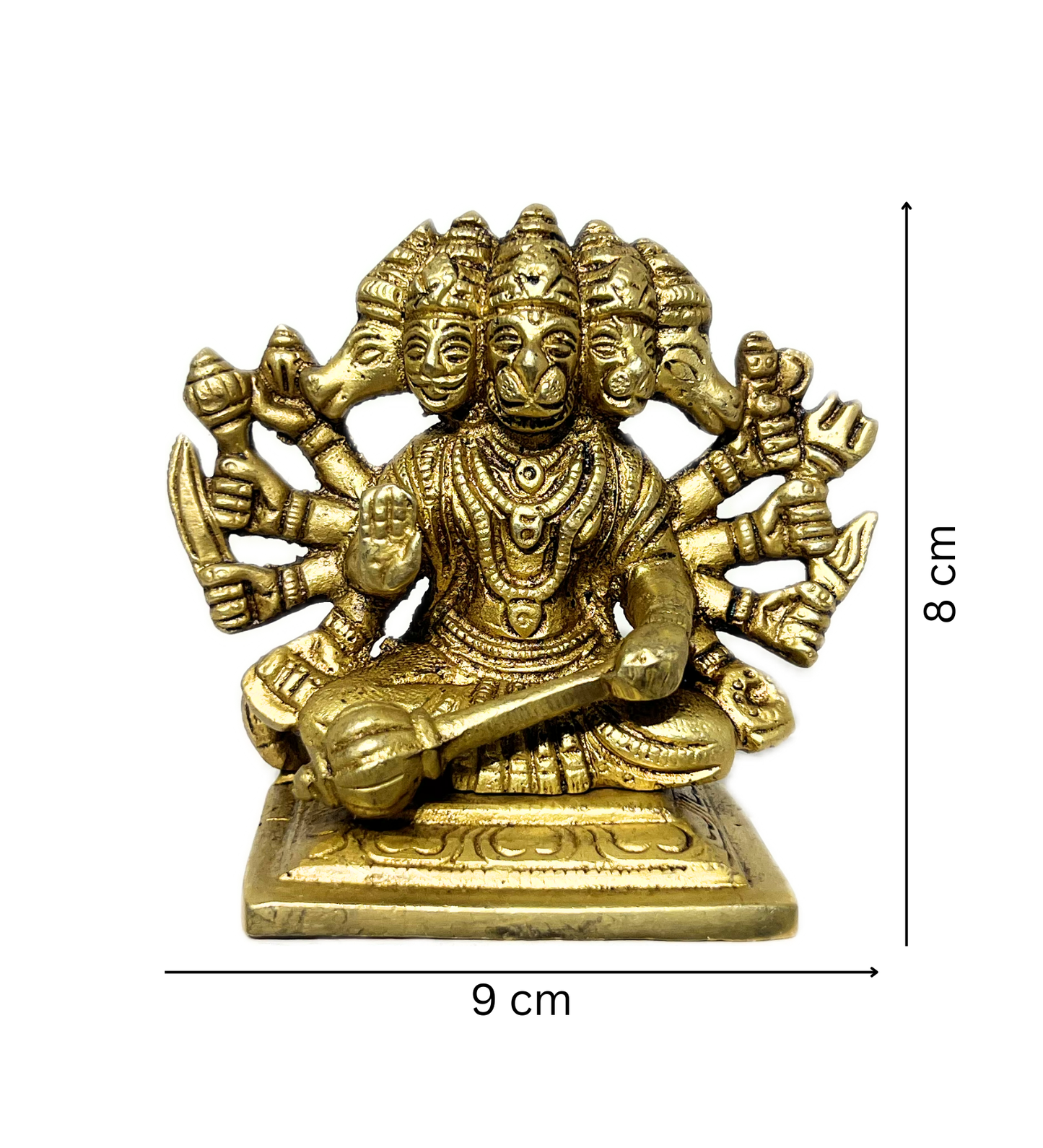 Sitting Brass Panchmukhi Hanuman Idol – 100% Pure Brass