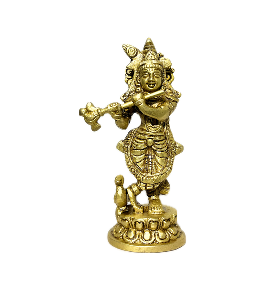 Brass Krishna Idol – 100% Pure Brass