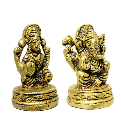 Small Brass Laxmi Ganesh Idol Set – 100% Pure Brass