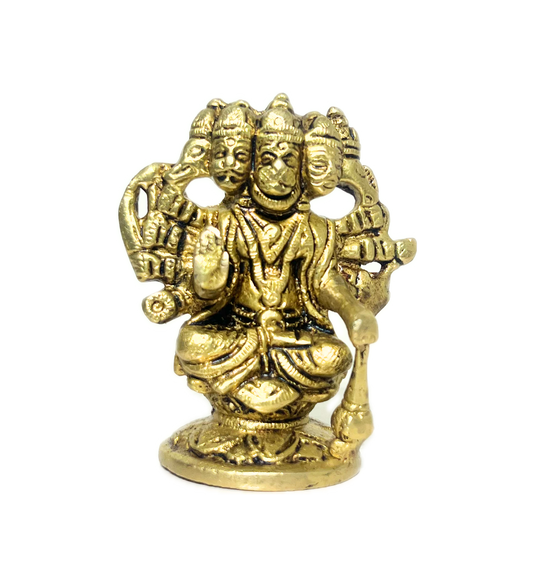 Brass Panchmukhi Hanuman Idol – 100% Pure Brass