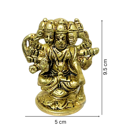 Brass Panchmukhi Hanuman Idol – 100% Pure Brass