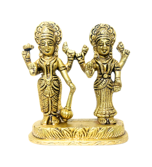 Brass Standing Vishnu Laxmi Idol – 100% Pure Brass