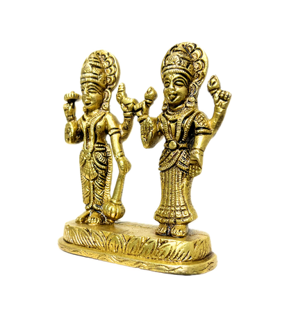 Brass Standing Vishnu Laxmi Idol – 100% Pure Brass
