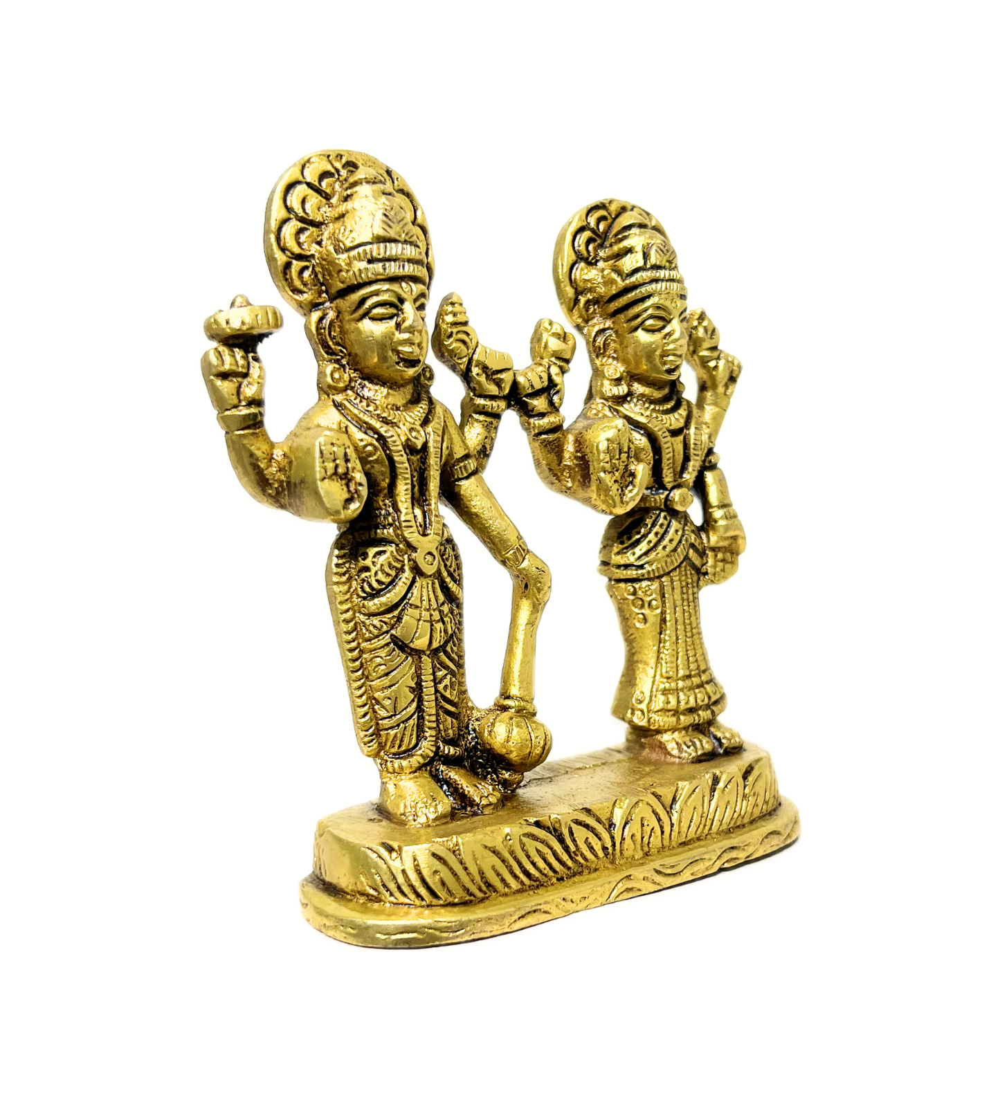 Brass Standing Vishnu Laxmi Idol – 100% Pure Brass