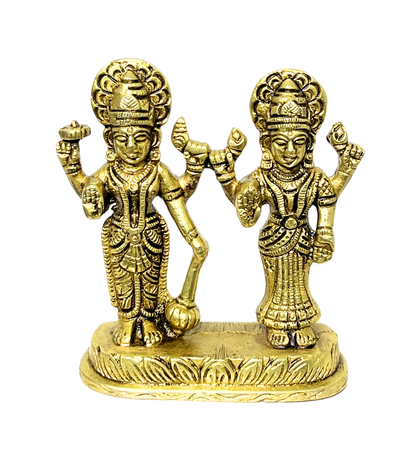 Brass Standing Vishnu Laxmi Idol – 100% Pure Brass