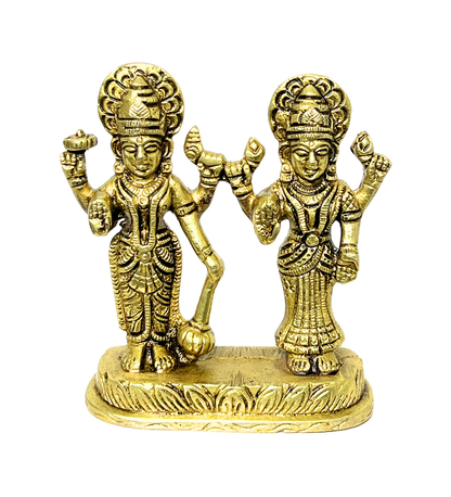 Brass Standing Vishnu Laxmi Idol – 100% Pure Brass