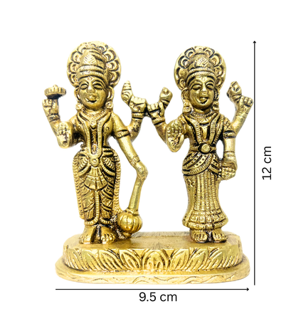 Brass Standing Vishnu Laxmi Idol – 100% Pure Brass
