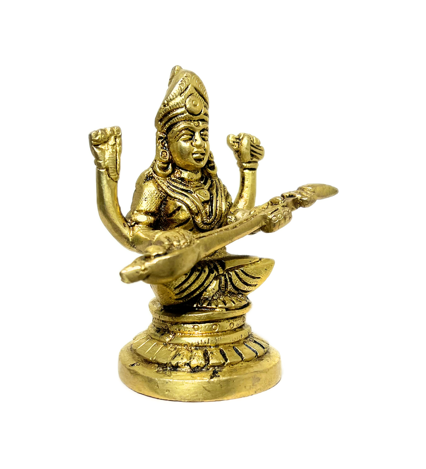 Brass Saraswati Maa Idol – 100% Pure Brass
