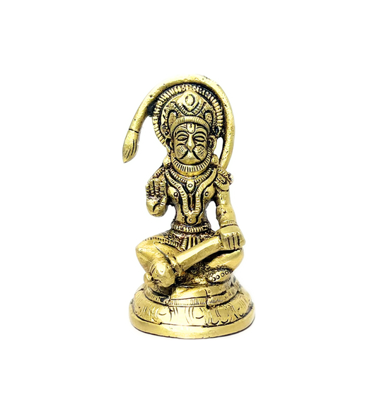 Brass Sitting Hanuman Idol – 100% Pure Brass