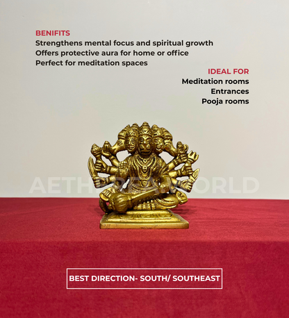 Sitting Brass Panchmukhi Hanuman Idol – 100% Pure Brass