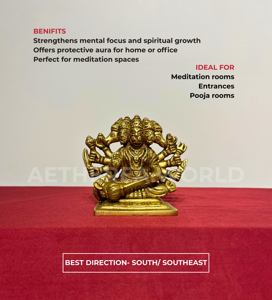 Sitting Brass Panchmukhi Hanuman Idol – 100% Pure Brass